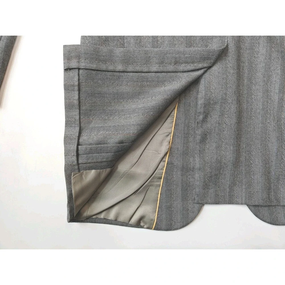 Baskin Mens Wool Sports Coat 40L Gray Herringbone Vintage 2 Button USA F505